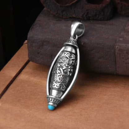 ROTATING MANTRA WHEEL - 14mm Titanium Steel Pendant with 23inch 4mm Twisted Chain for Men & Boys — SS Pendant/ Necklace for Men | THE MEN THING