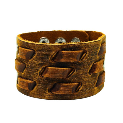 ROUGH TERRAIN - 40.2mm Brown Genuine Leather Adjustable Bracelet for Men & Boys (7.8-8.6-9.2 inch) - THE MEN THING