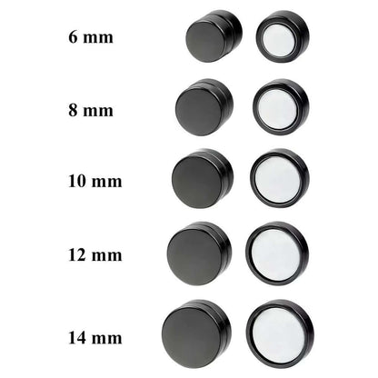 ROUND BARBELL - BLACK - Magnetic Non-Piercing Pure Titanium Steel Earring for Men & Boys (14mm to 6mm ) (2 Pcs) - THE MEN THING