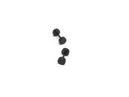 ROUND DUMBBELL - BLACK - Pure Titanium Steel Ear Hoop Earrings for Men & Boys (16mm to 2mm) (2 Pcs) - THE MEN THING