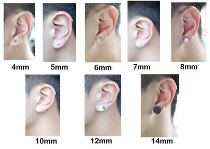 ROUND DUMBBELL - SILVER - Pure Titanium Steel Ear Hoop Earrings for Men & Boys (16mm to 2mm) (2 Pcs) - THE MEN THING