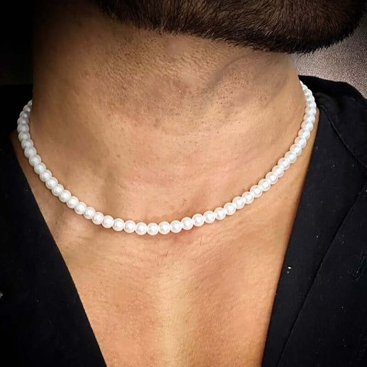ROUND PEARL CHOKER  WHITE - Necklace for Men & Boys (16 to 24 Inch) - 1Pc. - THE MEN THING