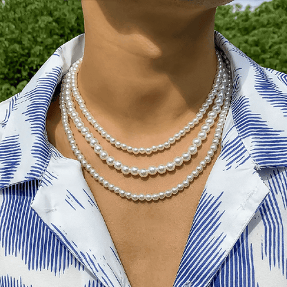 ROUND PEARL CHOKER  WHITE - Necklace for Men & Boys (16 to 24 Inch) - 1Pc. - THE MEN THING