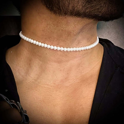 ROUND PEARL CHOKER  WHITE - Necklace for Men & Boys (16 to 24 Inch) - 1Pc. - THE MEN THING