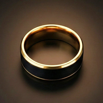ROYAL ECLIPSE RING - Pure Stainless Steel Men’s Gold-Black-Plated Ring (Size : 17-22-27) - THE MEN THING