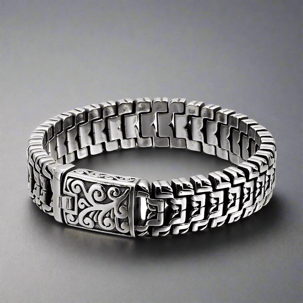 ROYAL FEEL - 14mm Pure Titanium Stainless Steel Bracelet, Silver Chain Bracelet for Men & Boy (8inch) - THE MEN THING