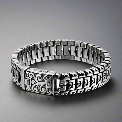 ROYAL FEEL - 14mm Pure Titanium Stainless Steel Bracelet, Silver Chain Bracelet for Men & Boy (8inch) - THE MEN THING