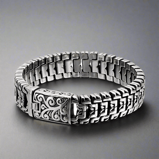 ROYAL FEEL - 14mm Pure Titanium Stainless Steel Bracelet, Silver Chain Bracelet for Men & Boy (8inch) - THE MEN THING