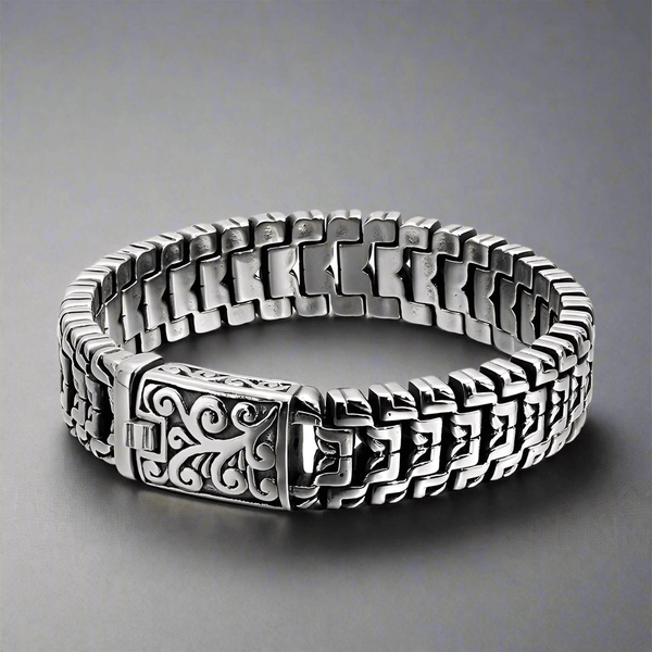 ROYAL FEEL - 14mm Pure Titanium Stainless Steel Bracelet, Silver Chain Bracelet for Men & Boy (8inch)
