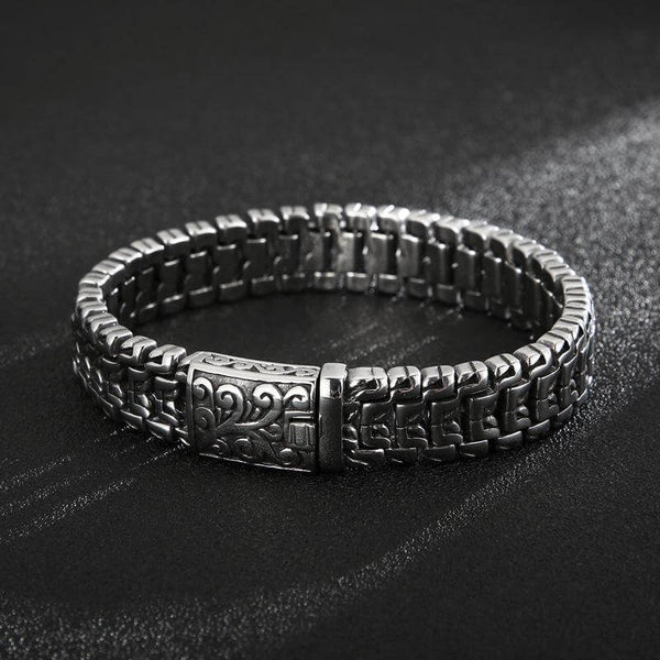 ROYAL FEEL - 14mm Pure Titanium Stainless Steel Bracelet, Silver Chain Bracelet for Men & Boy (8inch)