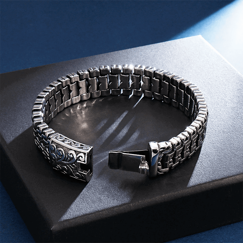 ROYAL FEEL - 14mm Pure Titanium Stainless Steel Bracelet, Silver Chain Bracelet for Men & Boy (8inch) - THE MEN THING