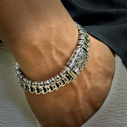 ROYAL FEEL - 14mm Pure Titanium Stainless Steel Bracelet, Silver Chain Bracelet for Men & Boy (8inch) - THE MEN THING