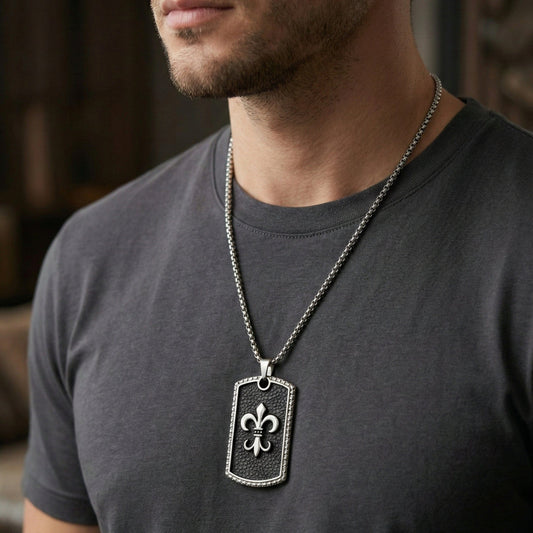 ROYAL FLEUR - 34mm Pure Titanium Steel Pendant with 27inch Round Box 3mm Chain for Men & Boys - THE MEN THING