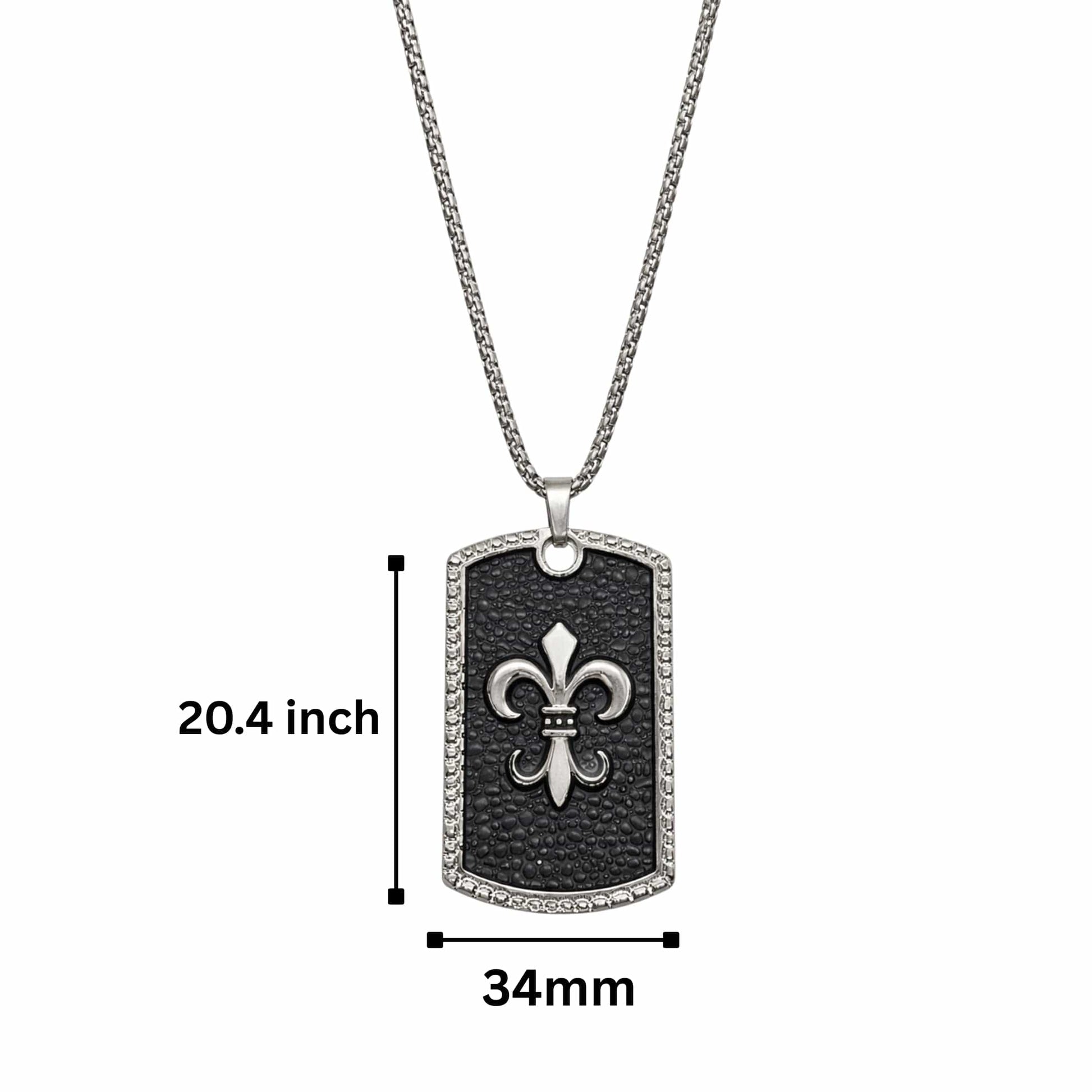 ROYAL FLEUR - 34mm Pure Titanium Steel Pendant with 27inch Round Box 3mm Chain for Men & Boys — SS Pendant/ Necklace for Men | THE MEN THING