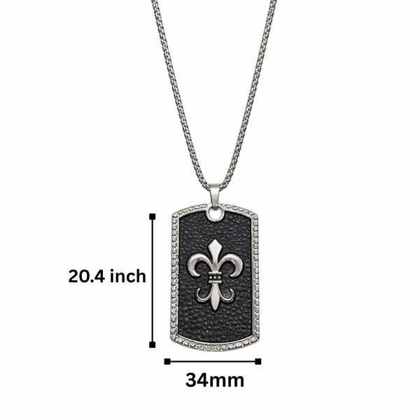 ROYAL FLEUR - 34mm Pure Titanium Steel Pendant with 27inch Round Box 3mm Chain for Men & Boys