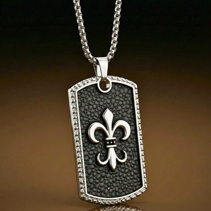 ROYAL FLEUR - 34mm Pure Titanium Steel Pendant with 27inch Round Box 3mm Chain for Men & Boys — SS Pendant/ Necklace for Men | THE MEN THING