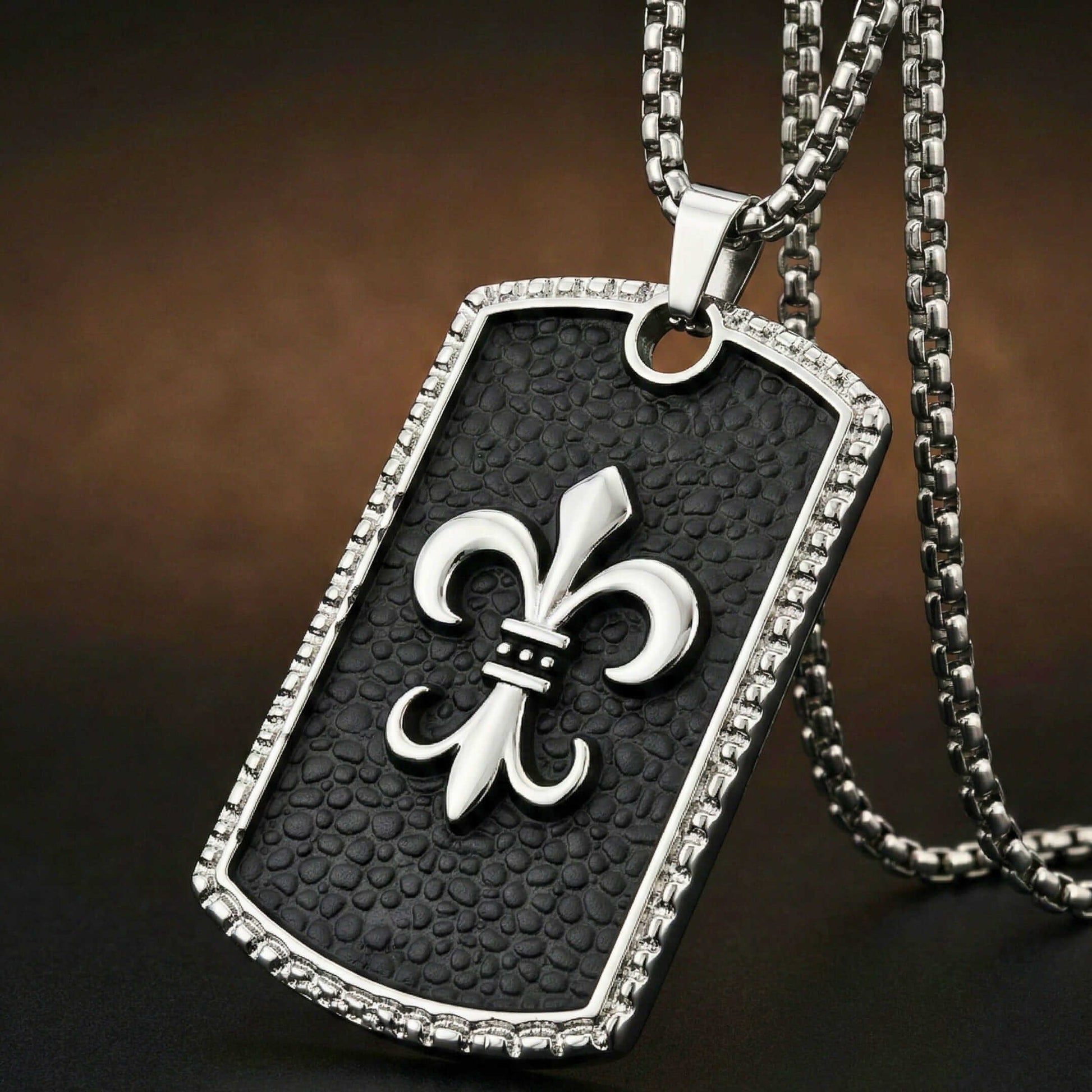 ROYAL FLEUR - 34mm Pure Titanium Steel Pendant with 27inch Round Box 3mm Chain for Men & Boys — SS Pendant/ Necklace for Men | THE MEN THING