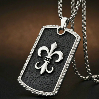 ROYAL FLEUR - 34mm Pure Titanium Steel Pendant with 27inch Round Box 3mm Chain for Men & Boys — SS Pendant/ Necklace for Men | THE MEN THING