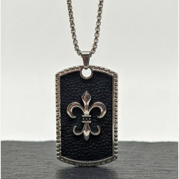 ROYAL FLEUR - 34mm Pure Titanium Steel Pendant with 27inch Round Box 3mm Chain for Men & Boys