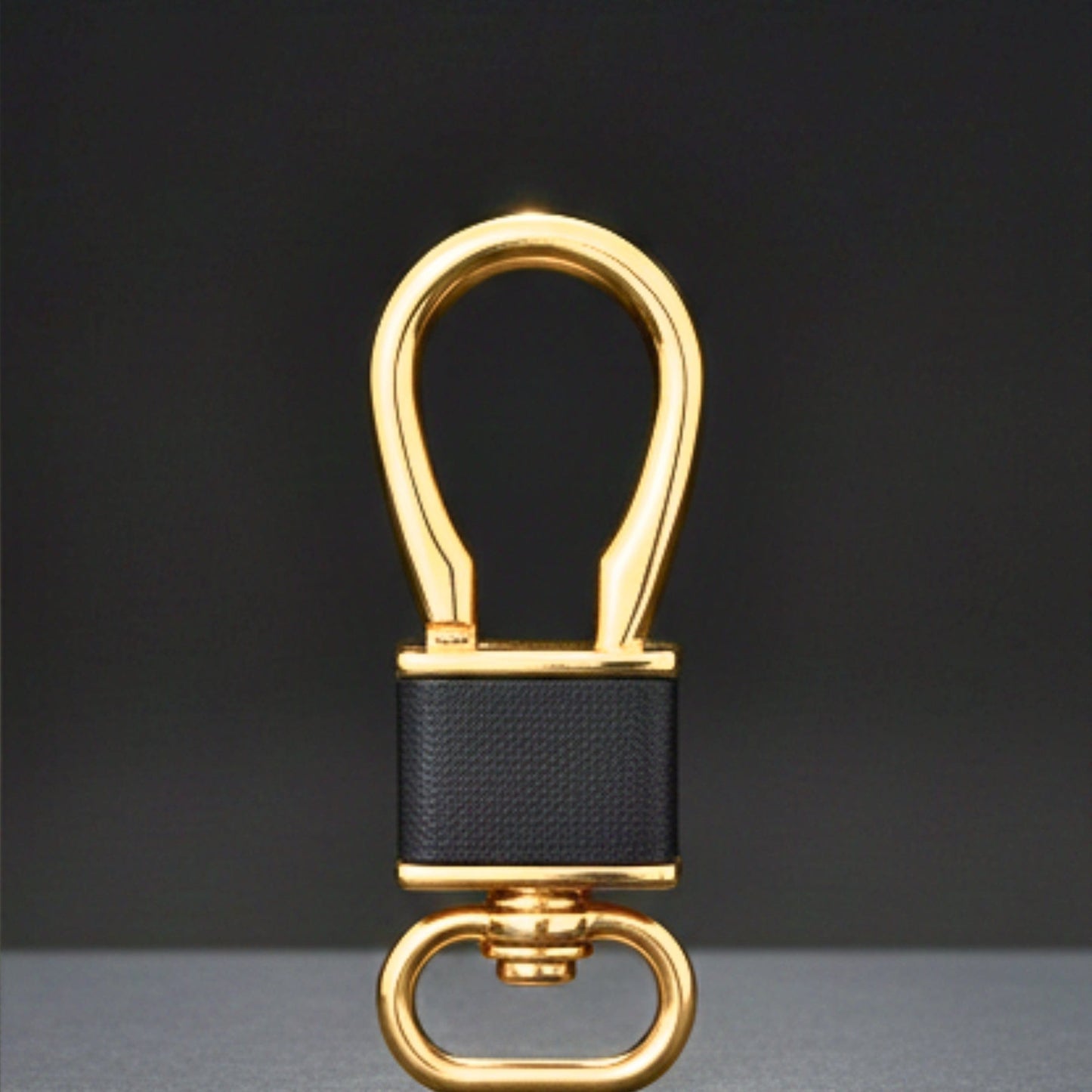 ROYAL GRIP LEATHER - GOLD & BLACK - Stainless Steel Keychain for Men & Boy - THE MEN THING