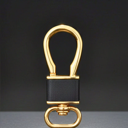 ROYAL GRIP LEATHER - GOLD & BLACK - Stainless Steel Keychain for Men & Boy - THE MEN THING