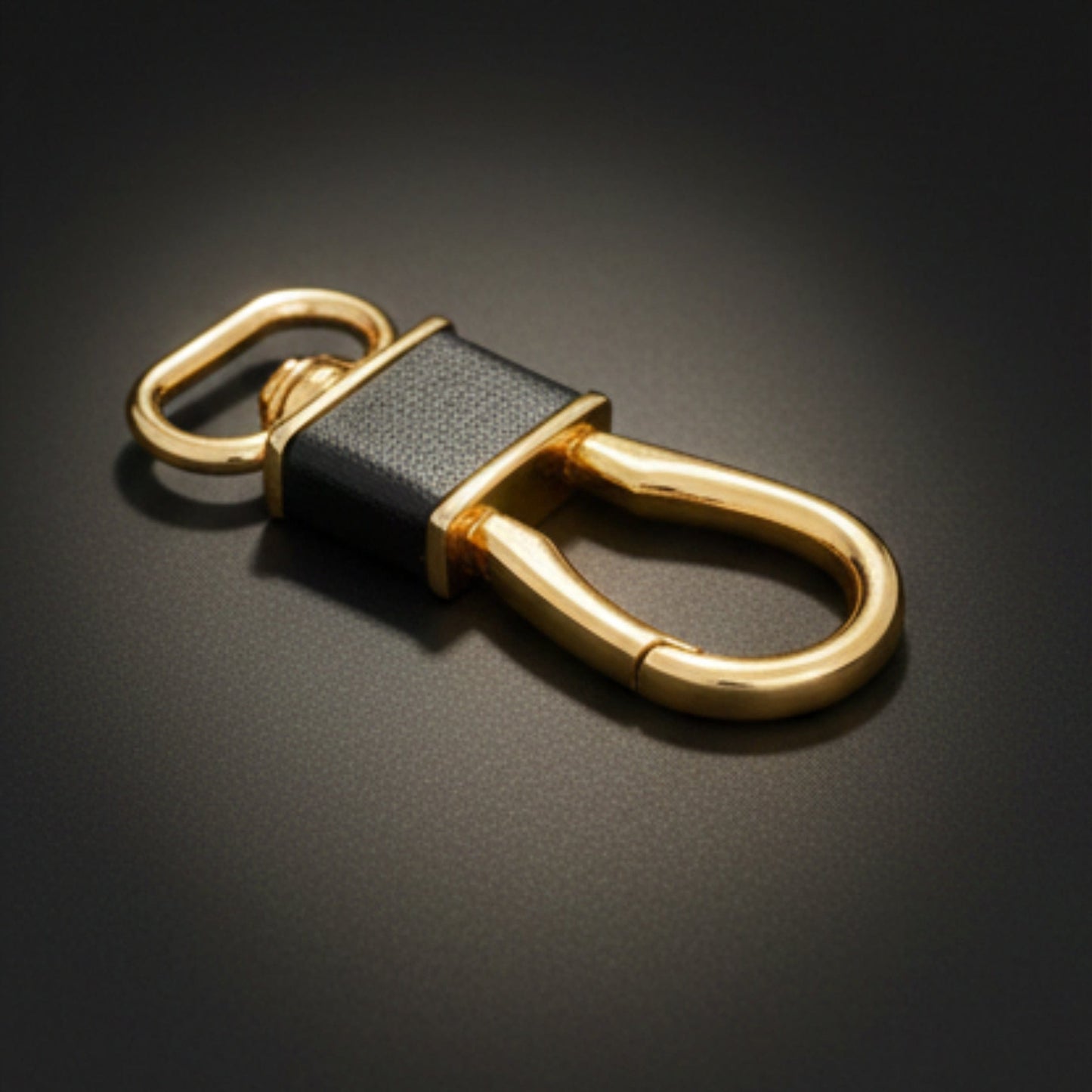 ROYAL GRIP LEATHER - GOLD & BLACK - Stainless Steel Keychain for Men & Boy - THE MEN THING