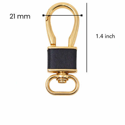ROYAL GRIP LEATHER - GOLD & BLACK - Stainless Steel Keychain for Men & Boy - THE MEN THING