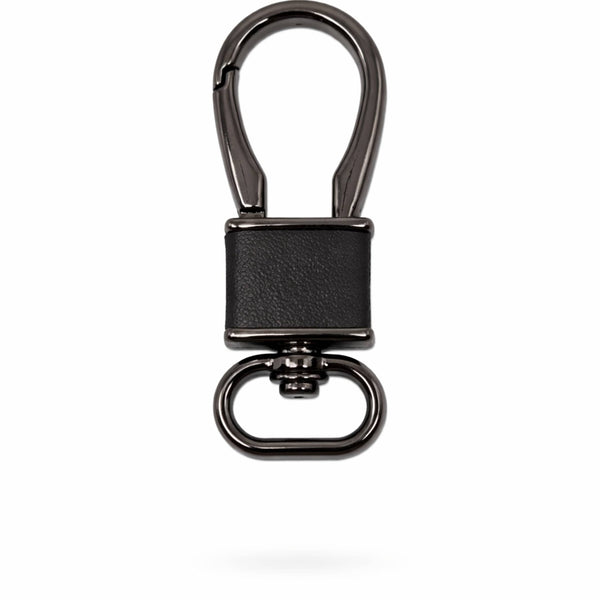 ROYAL GRIP LEATHER - GUNMETAL BLACK - Stainless Steel Keychain for Men & Boy
