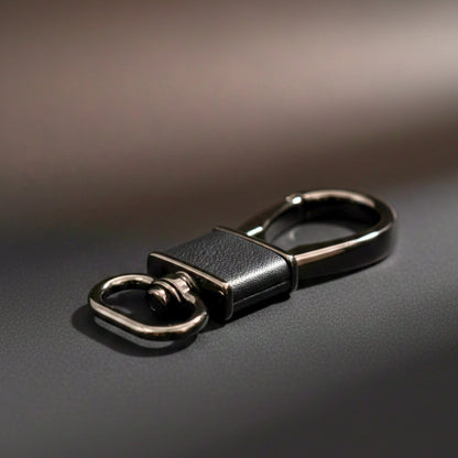 ROYAL GRIP LEATHER - GUNMETAL BLACK - Stainless Steel Keychain for Men & Boy - THE MEN THING