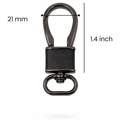 ROYAL GRIP LEATHER - GUNMETAL BLACK - Stainless Steel Keychain for Men & Boy - THE MEN THING