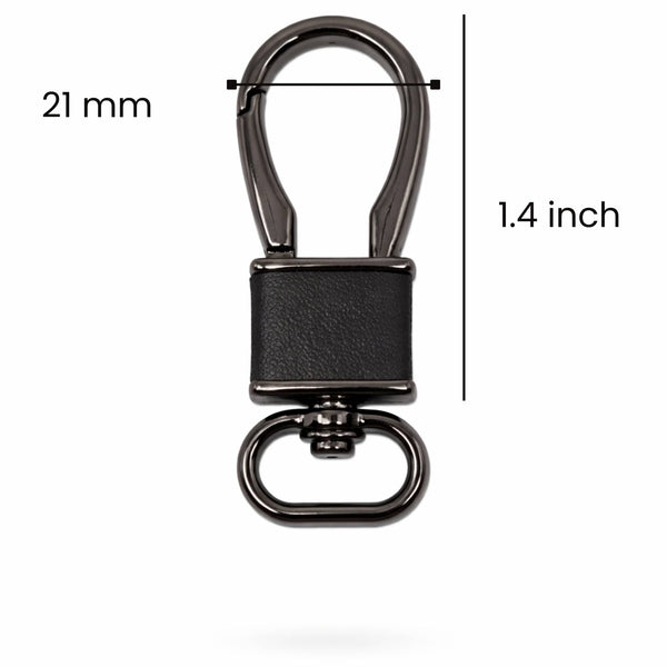 ROYAL GRIP LEATHER - GUNMETAL BLACK - Stainless Steel Keychain for Men & Boy
