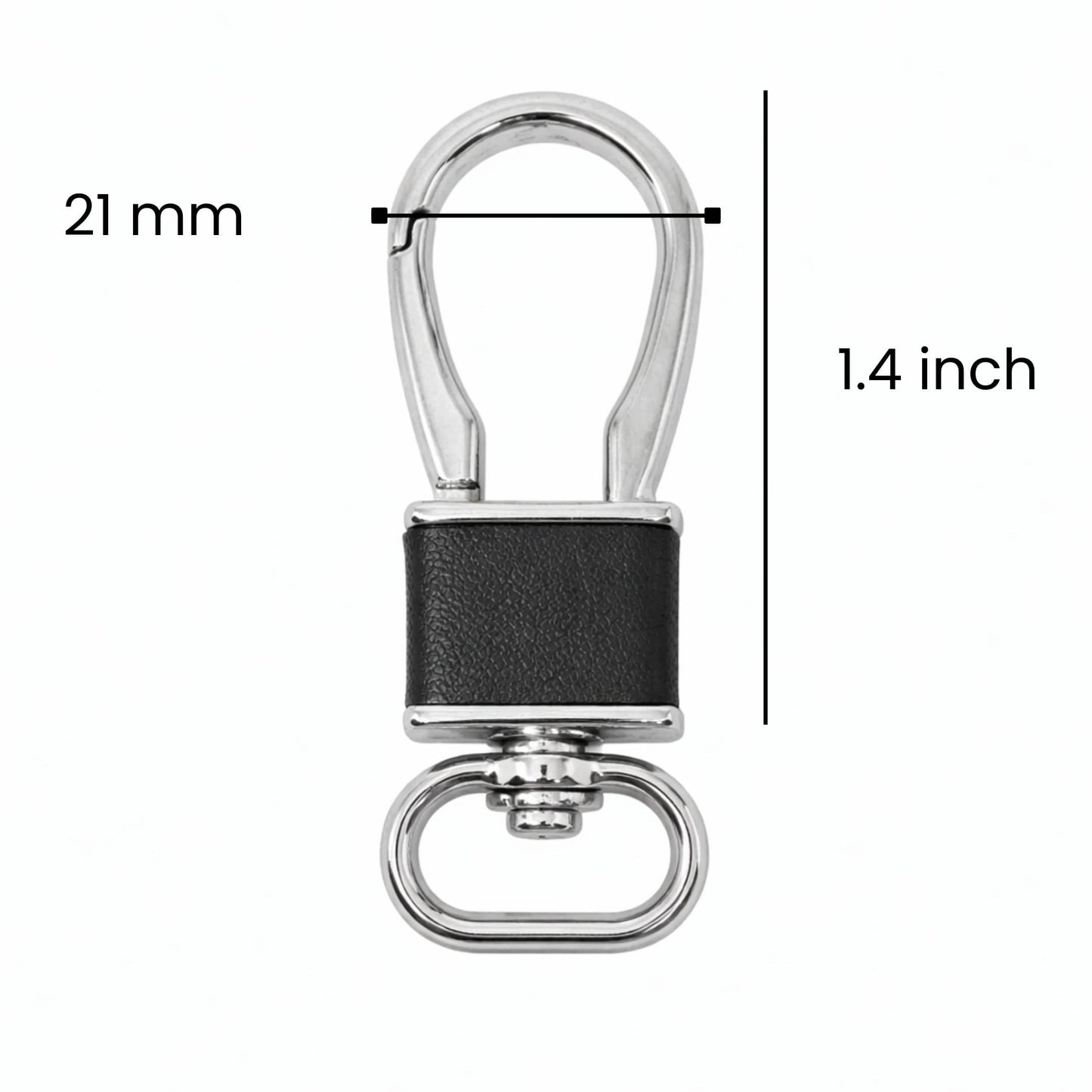 ROYAL GRIP LEATHER - SILVER CHROME & BLACK - Stainless Steel Keychain for Men & Boy - THE MEN THING