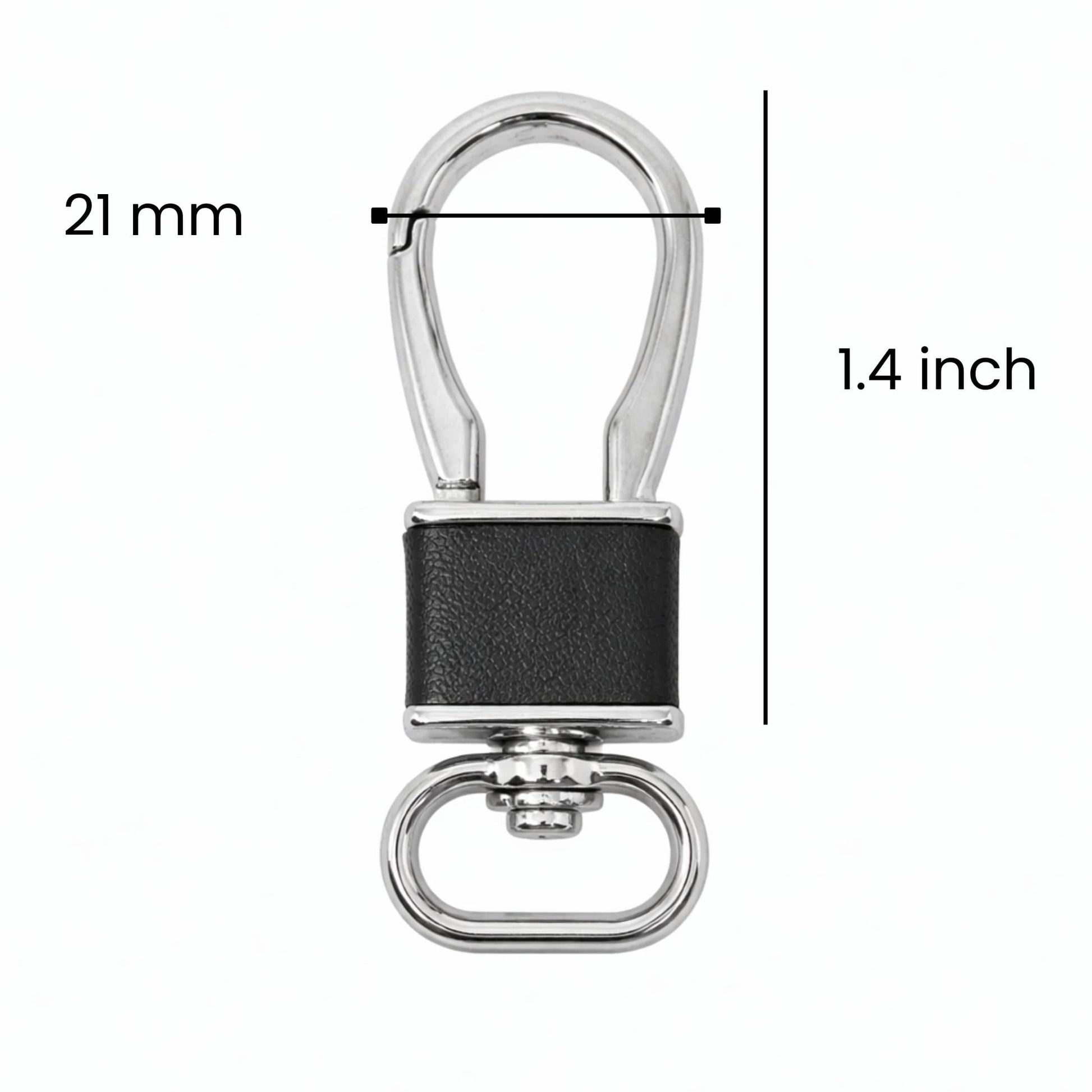 ROYAL GRIP LEATHER - SILVER CHROME & BLACK - Stainless Steel Keychain for Men & Boy - THE MEN THING