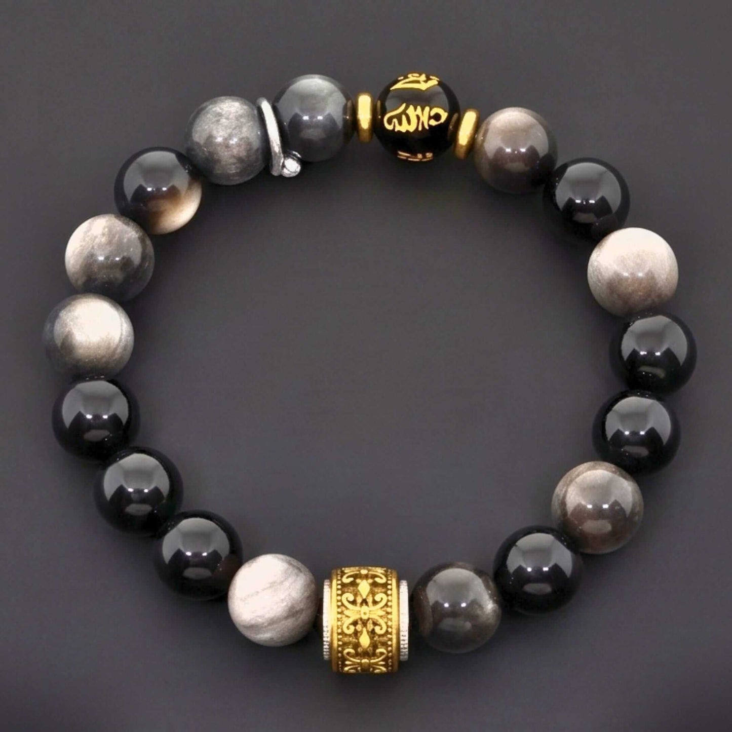 ROYAL ONYX - 12mm Beads Bracelet with Natural Stone Adjustable Bracelet for Men & Boys — Bead Bracelet for Men | THE MEN THING