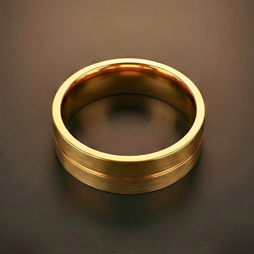 ROYAL TWINLINE GOLD RING - Pure Stainless Steel Men’s Gold Plated Ring (Size : 17-22-27) - THE MEN THING