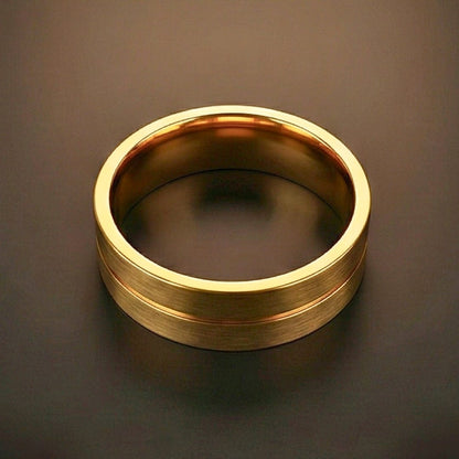 ROYAL TWINLINE GOLD RING - Pure Stainless Steel Men’s Gold Plated Ring (Size : 17-22-27) - THE MEN THING