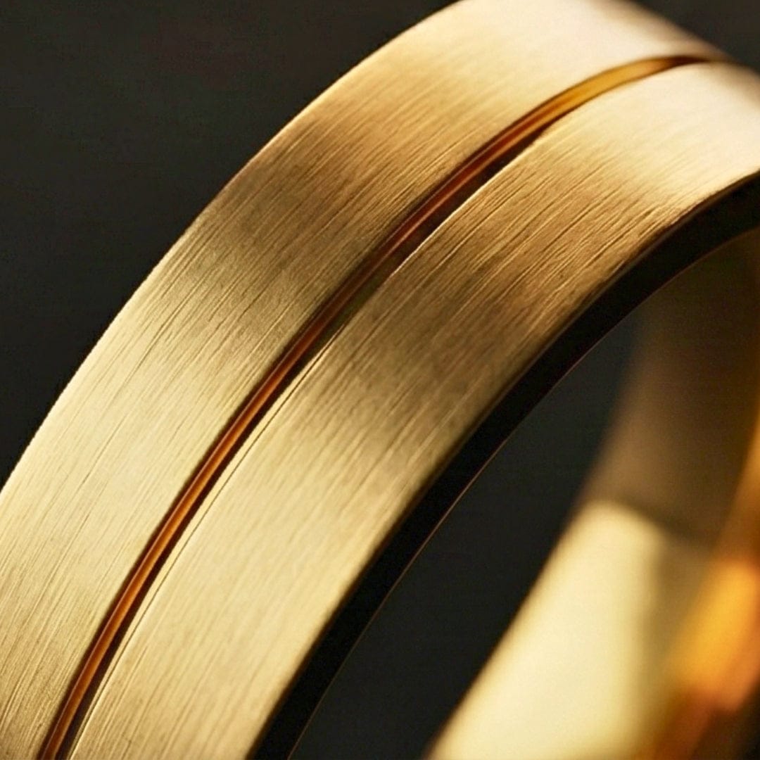 ROYAL TWINLINE GOLD RING - Pure Stainless Steel Men’s Gold Plated Ring (Size : 17-22-27) - THE MEN THING