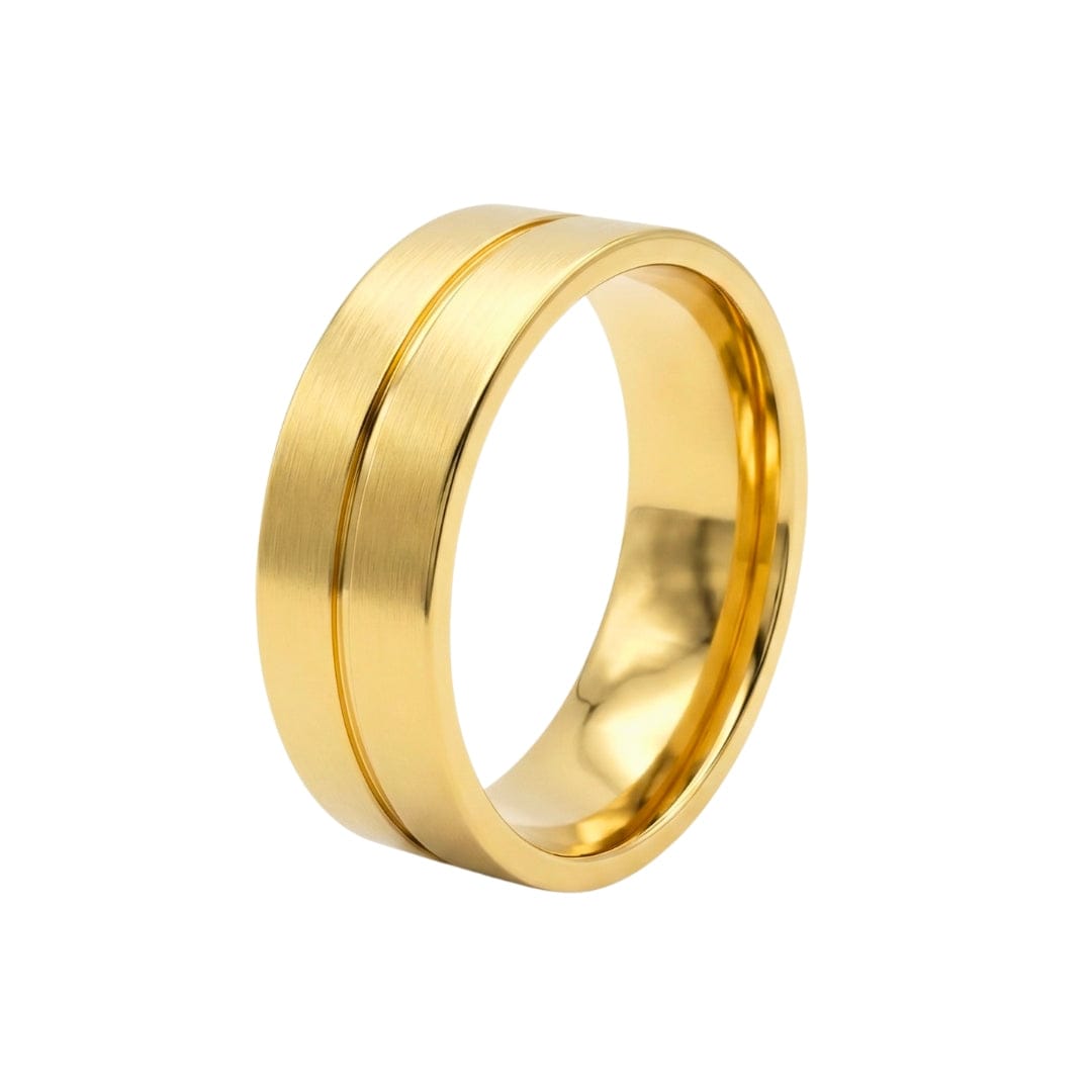 ROYAL TWINLINE GOLD RING - Pure Stainless Steel Men’s Gold Plated Ring (Size : 17-22-27) - THE MEN THING