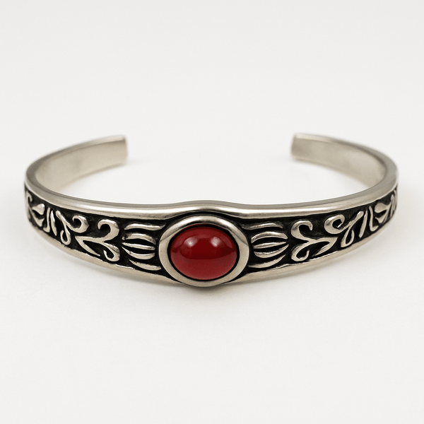 ROZAEL CREST - Pure Stainless Steel Open Bangle Bracelet (Adjustable) for Men & Boys