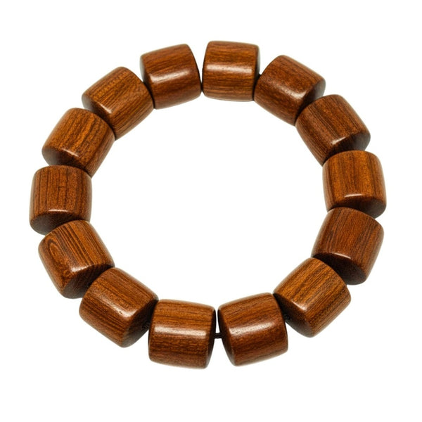 RUGWOOD - 16mm Wooden Beads Bracelet with Natural Stone - Adjustable Bracelet