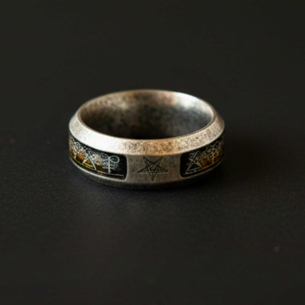 RUNECORE BAND - STEEL - Pure Stainless Steel Men’s Steel - Plated Ring (Size : 17)