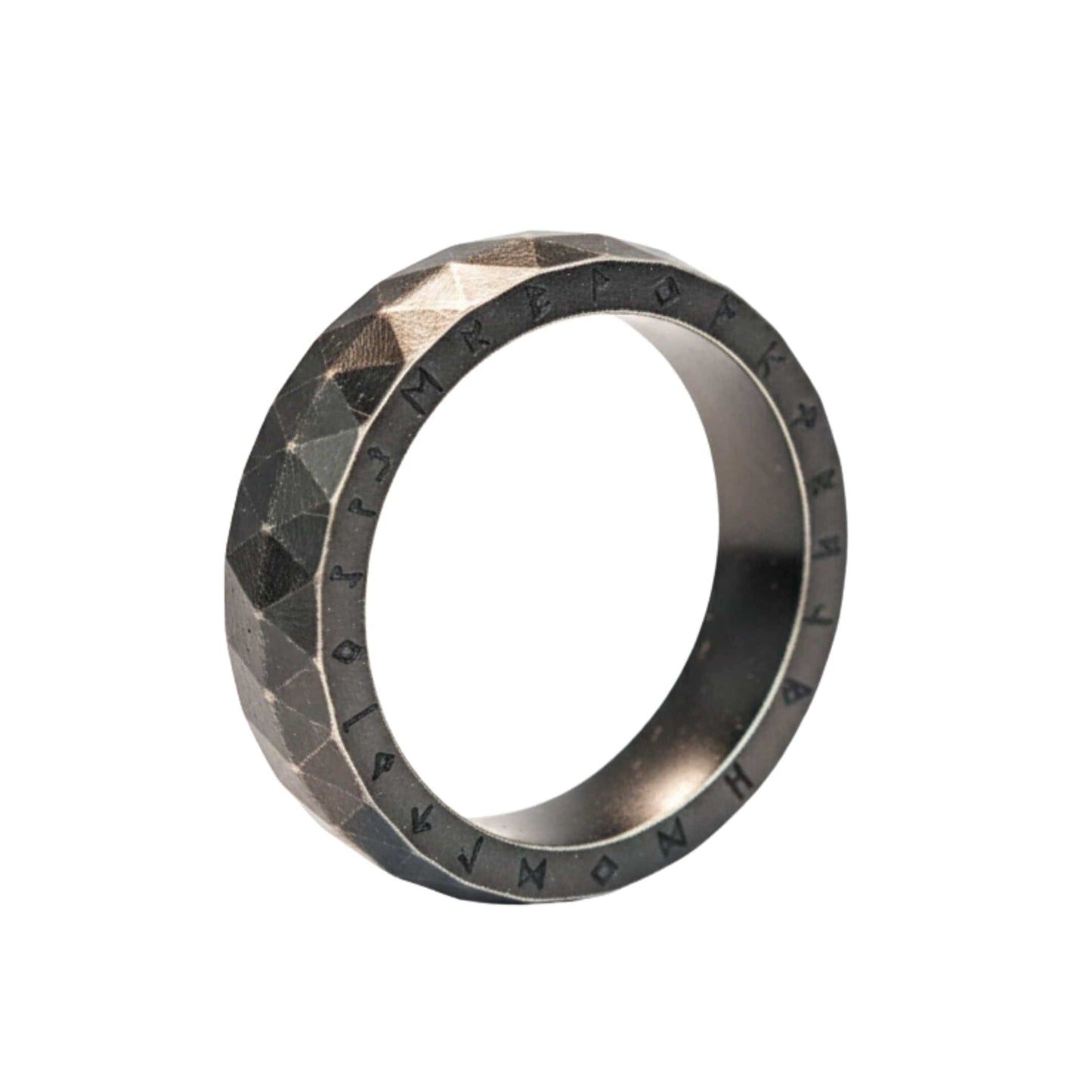 RUNEFORGE RAW - Oxidized Black - Pure Stainless Steel Men’s Ring for Men & Boys (Size : 18-22-27) - THE MEN THING