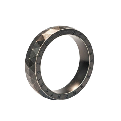 RUNEFORGE RAW - Oxidized Black - Pure Stainless Steel Men’s Ring for Men & Boys (Size : 18-22-27) - THE MEN THING