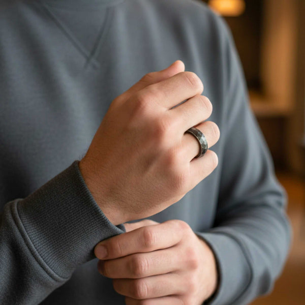 RUNEFORGE RAW - Oxidized Black - Pure Stainless Steel Men’s Ring for Men & Boys (Size : 18-22-27)