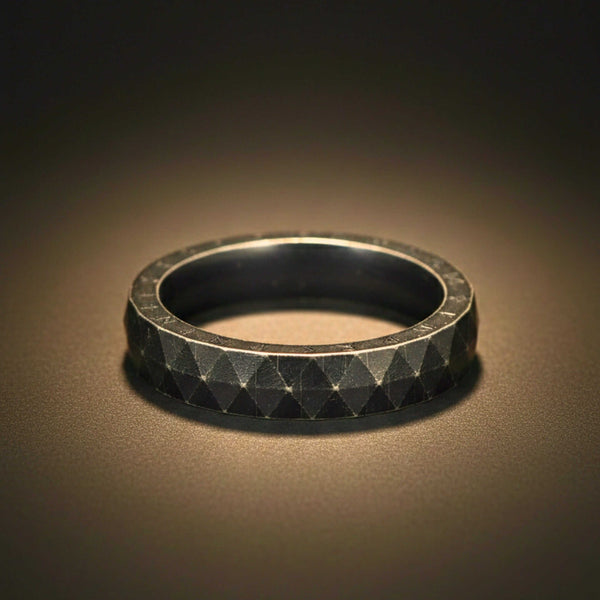 RUNEFORGE RAW - Oxidized Black - Pure Stainless Steel Men’s Ring for Men & Boys (Size : 18-22-27)