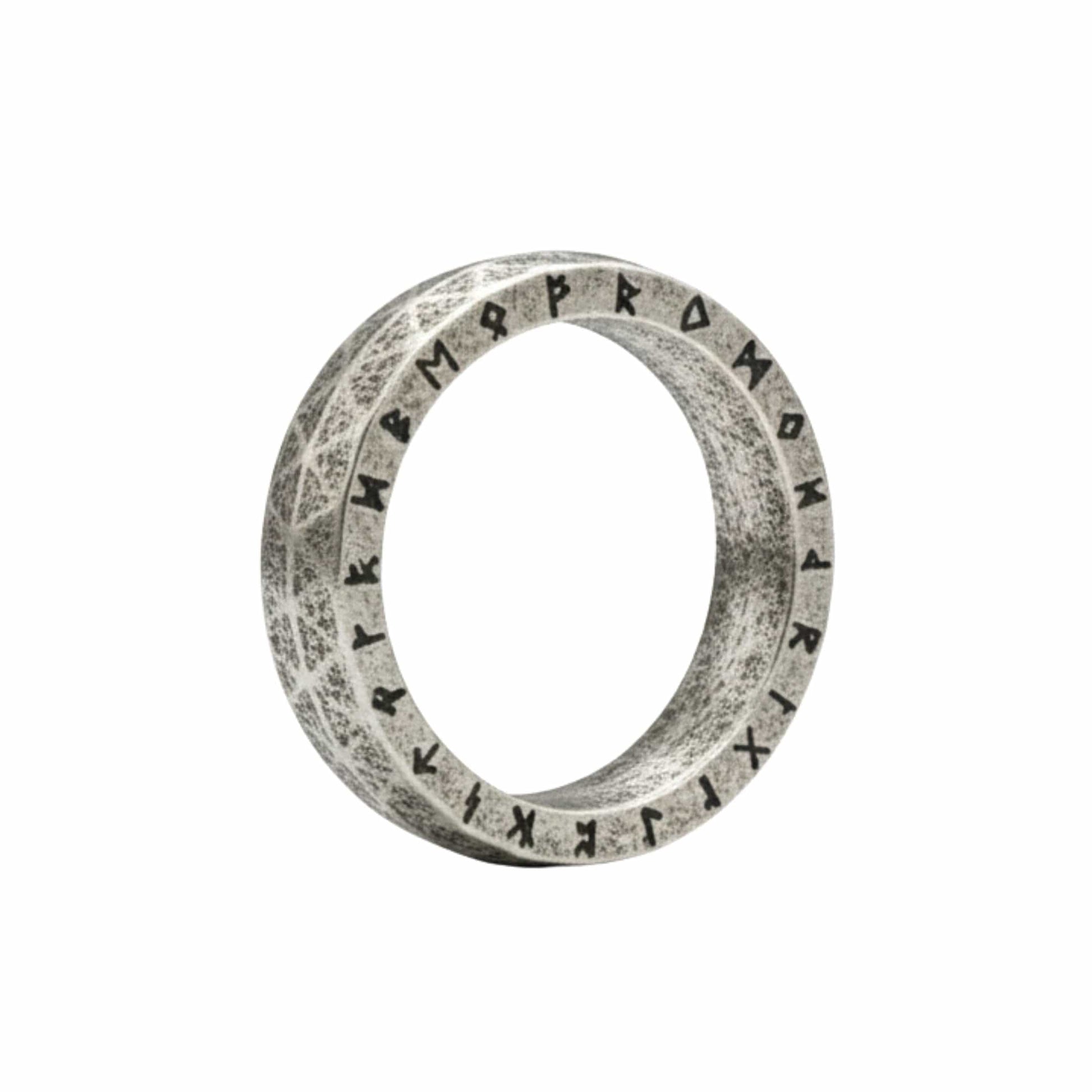 RUNEFORGE RAW - Oxidized Steel - Pure Stainless Steel Men’s Steel - Plated Ring (Size : 22-27) — Rings for Men | THE MEN THING