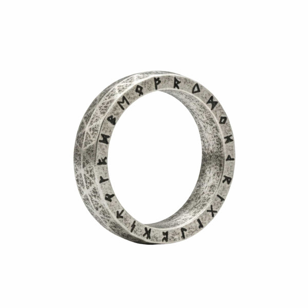 RUNEFORGE RAW - Oxidized Steel - Pure Stainless Steel Men’s Steel - Plated Ring (Size : 22-27)
