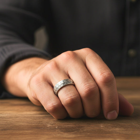RUNEFORGE RAW - Oxidized Steel - Pure Stainless Steel Men’s Steel - Plated Ring (Size : 22-27) - THE MEN THING