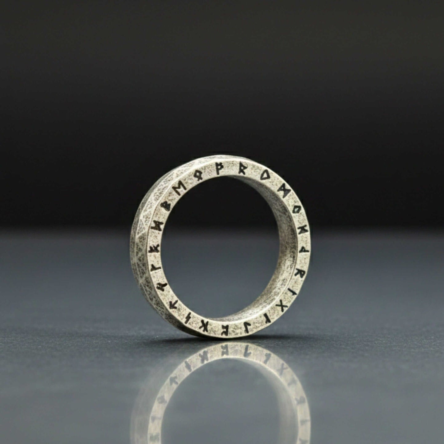 RUNEFORGE RAW - Oxidized Steel - Pure Stainless Steel Men’s Steel - Plated Ring (Size : 22-27) — Rings for Men | THE MEN THING