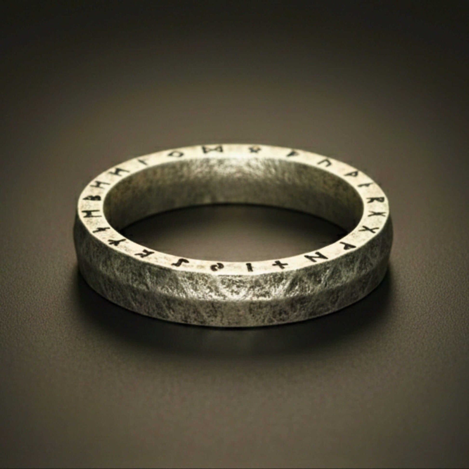 RUNEFORGE RAW - Oxidized Steel - Pure Stainless Steel Men’s Steel - Plated Ring (Size : 22-27) — Rings for Men | THE MEN THING
